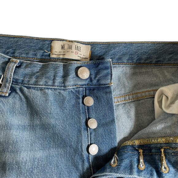 FREE PEOPLE We The Free Maggie Mid Rise Straight Leg Distressed Jeans 29 Grunge - Picture 5 of 13